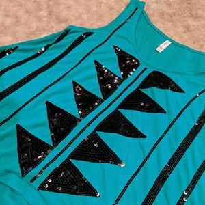 Turquoise Sequin Tank Top